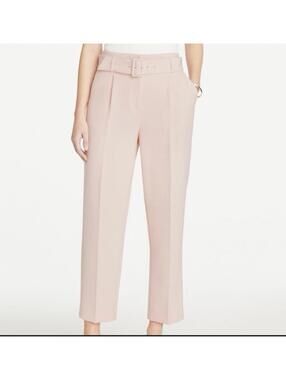 Ann Taylor The Belted Taper Ankle Dress Pant High Rise Spring Pink Blush Size 2